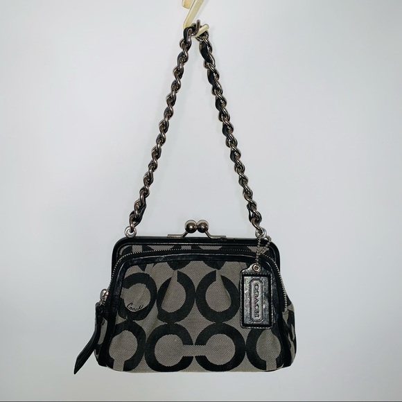 Womans Black Gray Coach small purse shoulder bag. - Picture 12 of 12